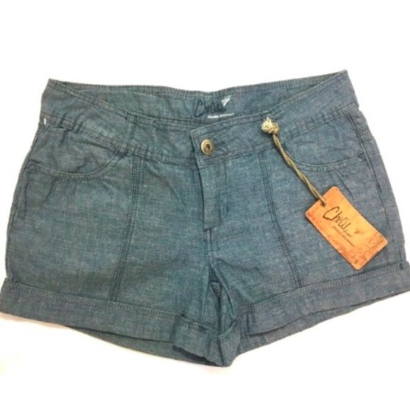 ChiQle Pants - ChiQle Junior Shors Sz L Blue Denim Architec